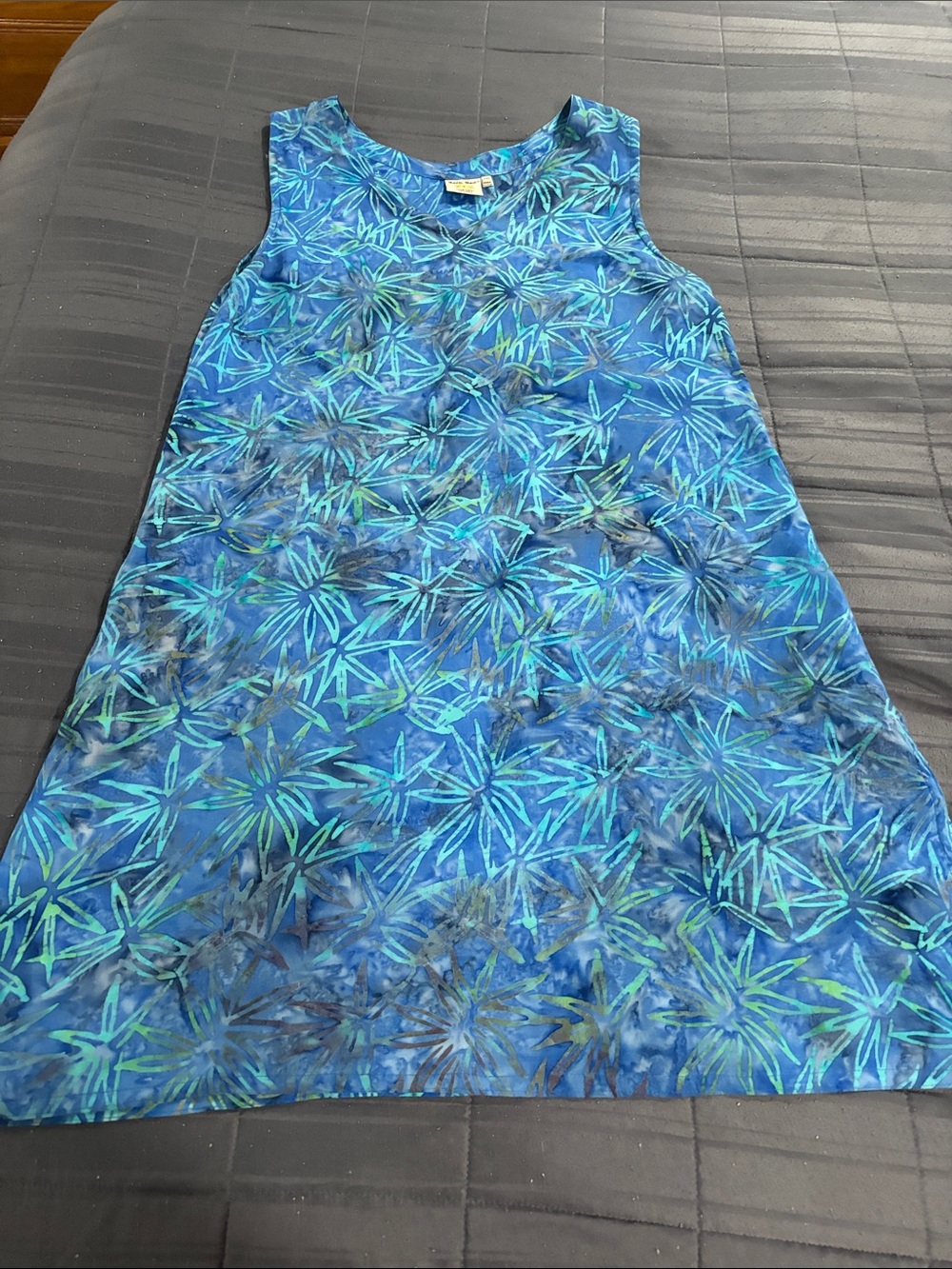 Sleeveless Blue Floral-Print Mini Dress